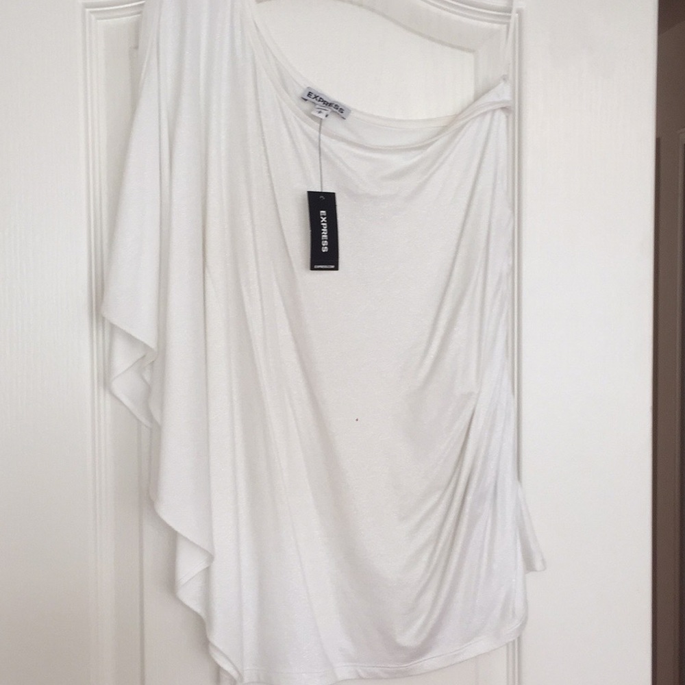 BRAND NEW One shoulder glitter white dress/top.